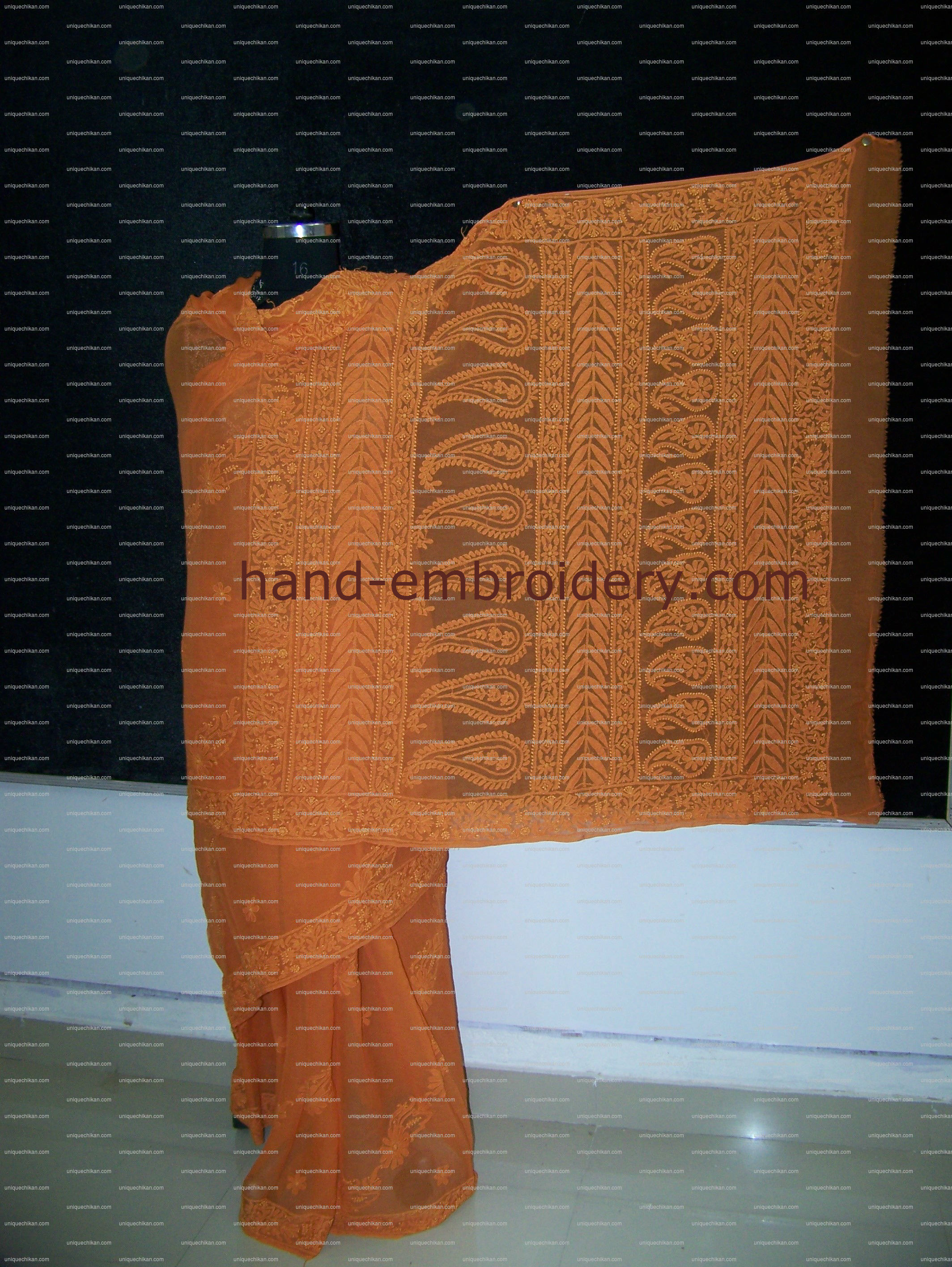 chikan-border-palla-saree-orange